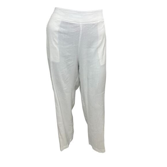 Chico’s Wide Leg Pants White Linen 2R 12 Career Quiet Luxury Bridal Office - Picture 2 of 12